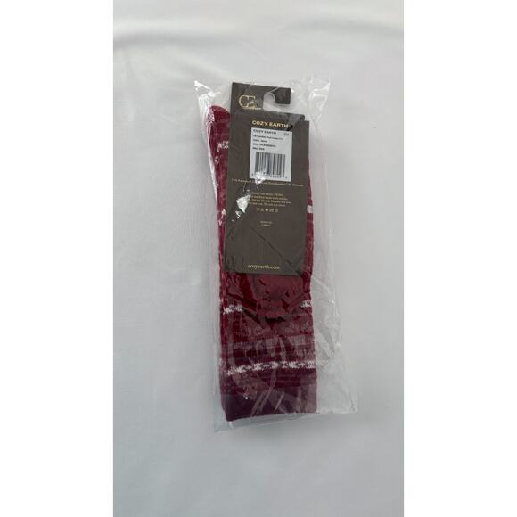 Cozy Earth Snowflake Plush Lounge Sock Garnet Red Womens Size XS/S 6-10 New - Picture 7 of 8